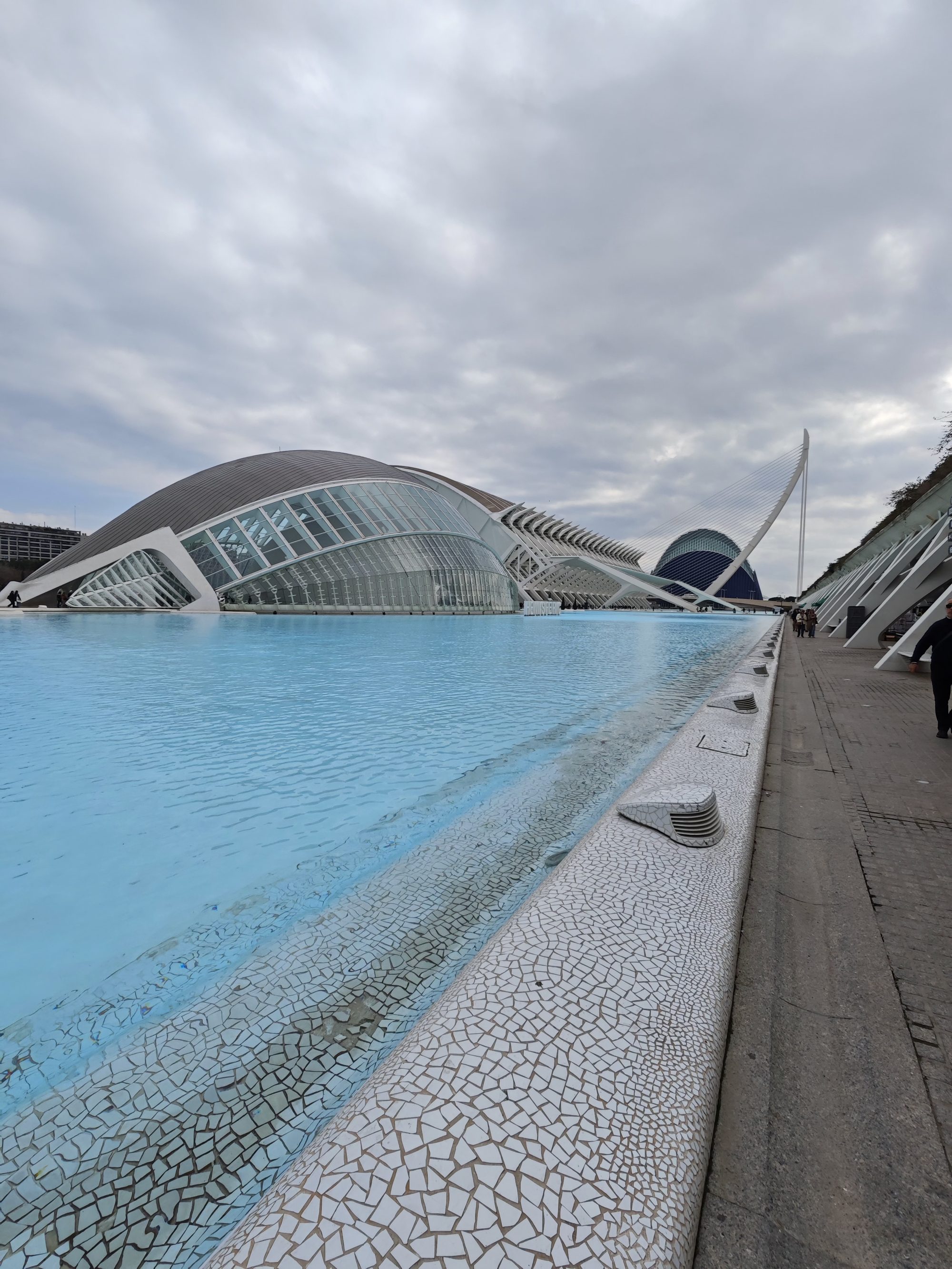 La futurista Ciudad de las Artes y las Ciencias y sus estanques en Valencia.